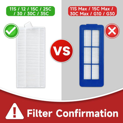 Spare Accessories Compatible with Eufy 11S, 25C, 30C Slim Robotic Vacuum Cleaner NOT for Max/G/L Series Replacement Parts Include: 1 Roller Brush 6 Edge Brushes 6 Filter Foam Kit