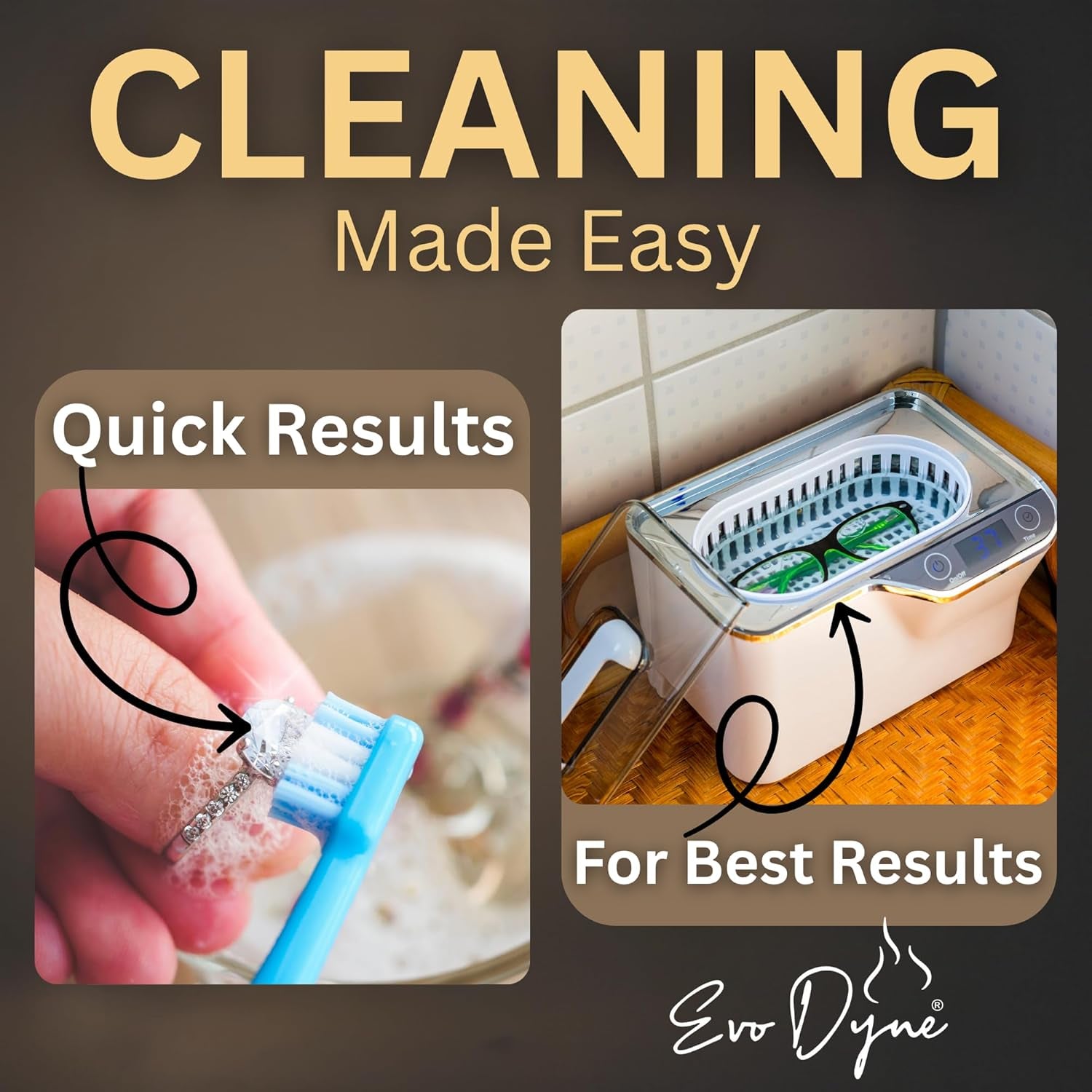 Ultrasonic Jewelry Cleaner Solution (2-Pack) Concentrated Jewelry Cleaner for Diamonds, Gold, Silver & More | Compatible with Ultrasonic Machine (S) - Made in USA - 8Oz per Bottle