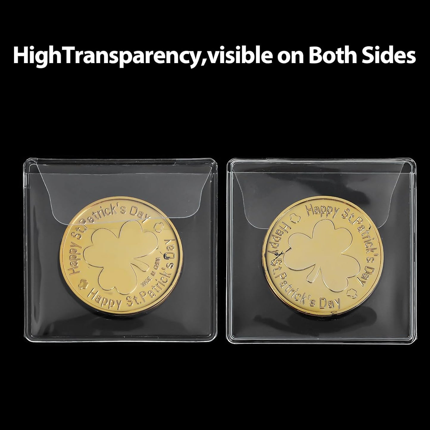 200Pcs Single Pocket Coin Flips Coin Sleeves Holders Clear PVC Coin Protectors Individual Plastic Coin Holders for Coin Currency Bills Collectors Protector (2.2 X 2.2 Inch) (Rectangular) ﻿