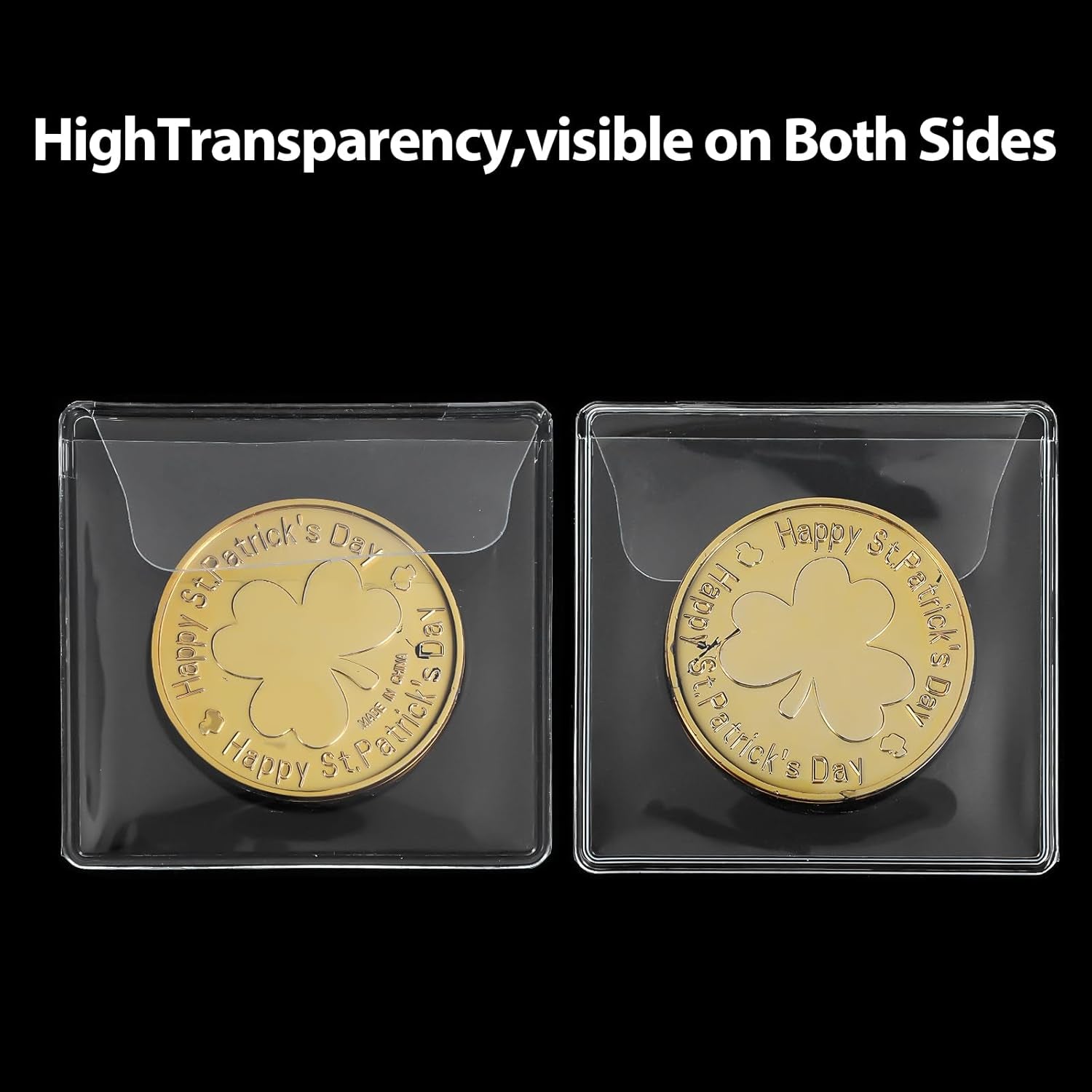 200Pcs Single Pocket Coin Flips Coin Sleeves Holders Clear PVC Coin Protectors Individual Plastic Coin Holders for Coin Currency Bills Collectors Protector (2.2 X 2.2 Inch) (Rectangular) ﻿