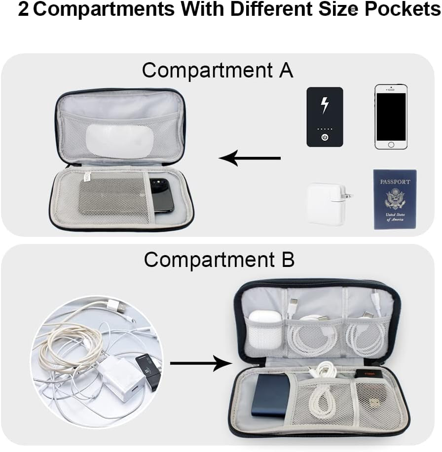 Travel Accessories Organizer Electronics Pouch for Keeping Cables in Order (Medium, Black)