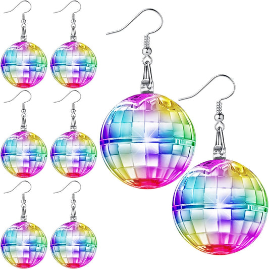 Henoyso 4 Pairs Light up Disco Ball Earrings for Women 70S 80S Jewelry LED Light Glow Earrings for Women Girls Disco Jewelry Gifts Bachelorette Dance Costume Accessories