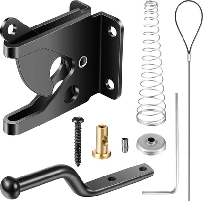 Hotop Self Locking Gate Gravity Latch for Wooden Fence, Heavy Duty Gravity Fence Latch with Stainless Steel Spring Loaded, Automatic Cable Pull Door for Outdoor Pool Metal Post Mount Garden Shed