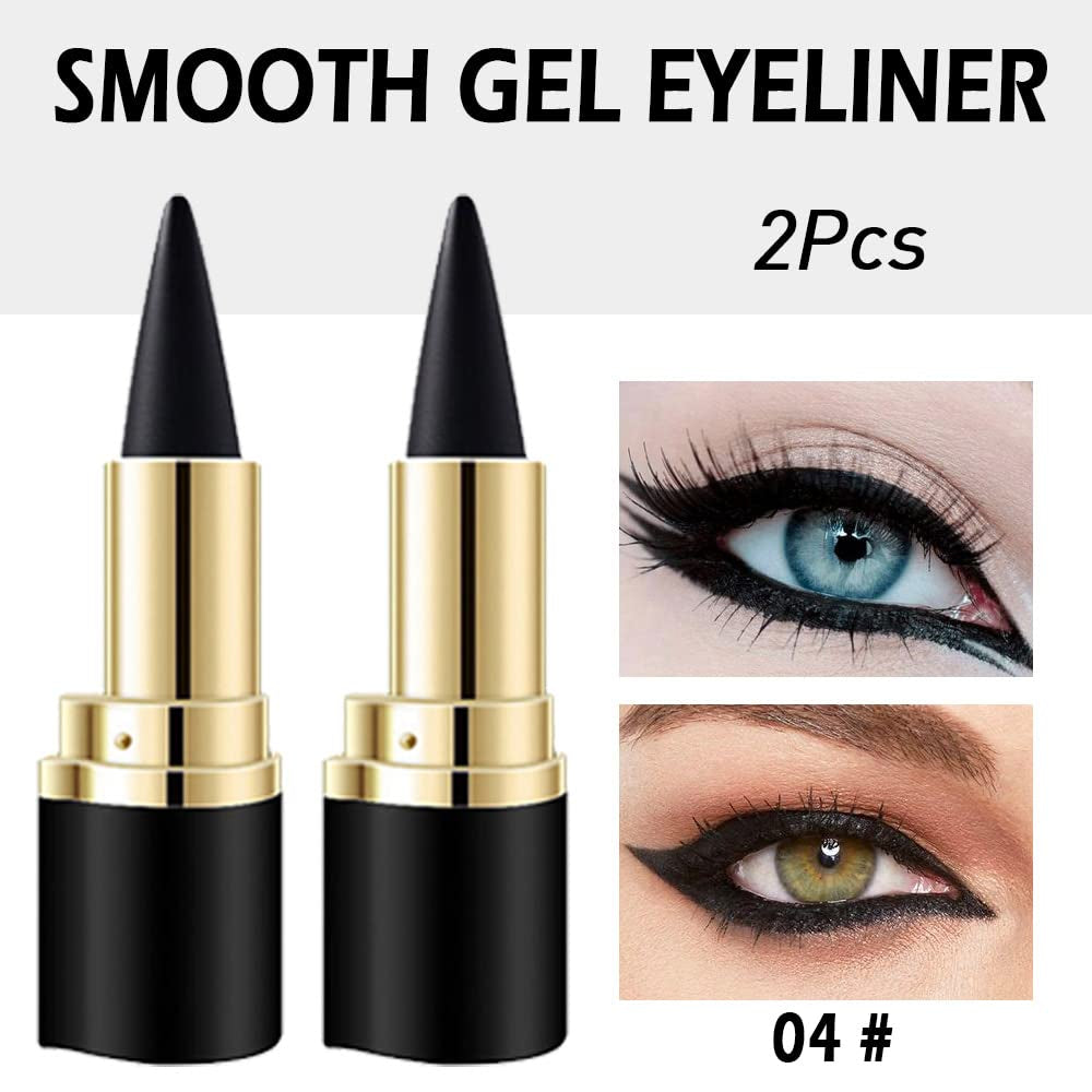 Kaely 2Pcs Gel Eyeliner Pencil, Natural Black Eyeliner Cream, Liquid Eye Liner Pencils for Older Women Waterproof, Smoky Eyeshadow Palette Goth Halloween Makeup Kit, Delineador De Ojos Contra El Agua