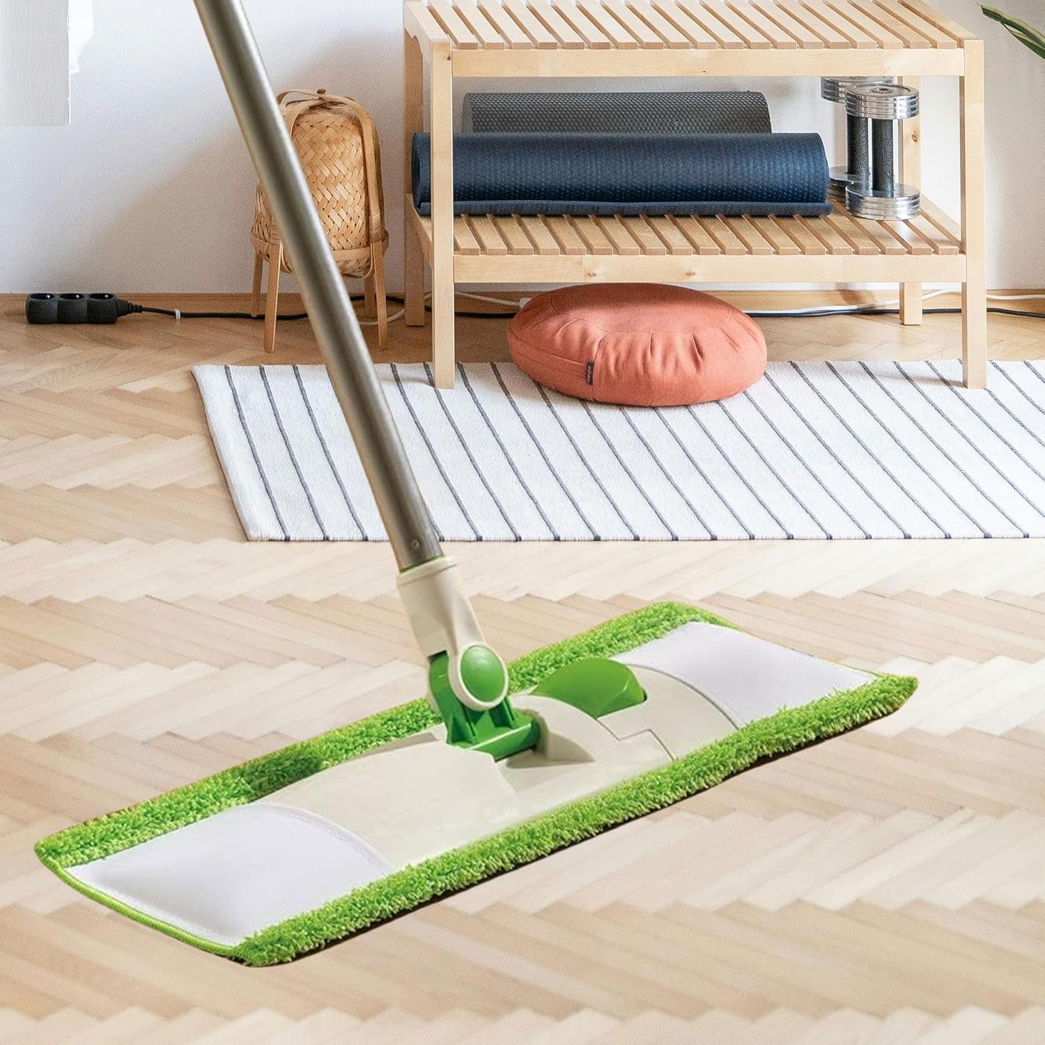 4 Pack Reusable Mop Pads Compatible with 3M Scotch-Brite M-005 Floor Mops, Microfiber Hardwood Floor Mop Pads Wet or Dry Use Mop,Fit for Folding Mop 15In*3.9In Mop Head