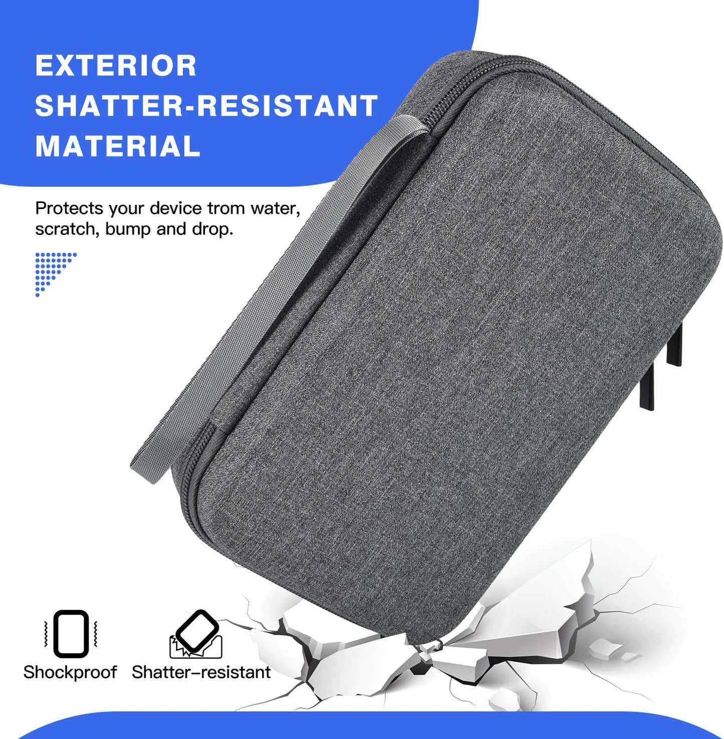 Hard Electronic Organizer Travel Case for Macbook Power Adapter Chargers Cables Power Bank Apple Magic Mouse Apple Pencil USB Flash Disk SD Card Hard Drive Waterproof Shockproof Carrying Case, Grey