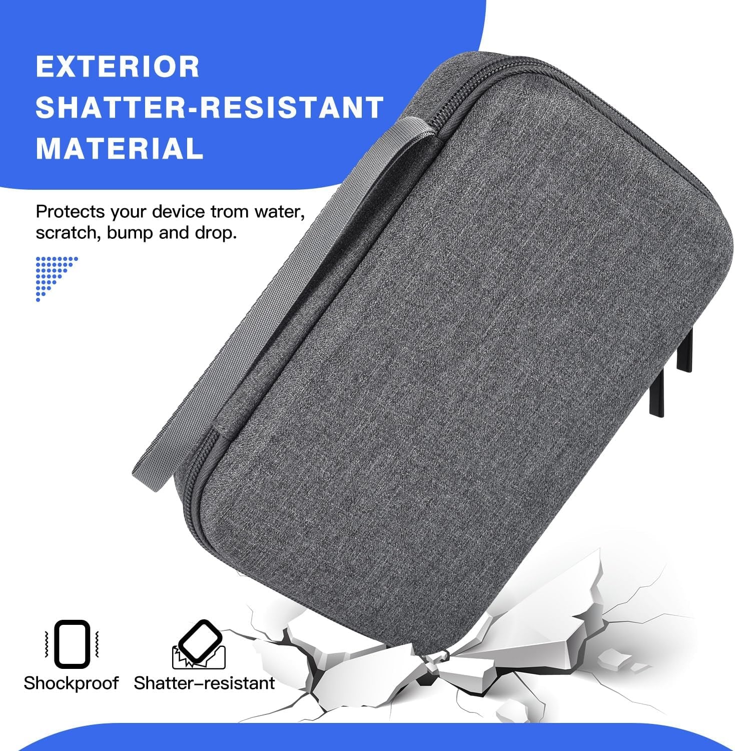 Hard Electronic Organizer Travel Case for Macbook Power Adapter Chargers Cables Power Bank Apple Magic Mouse Apple Pencil USB Flash Disk SD Card Hard Drive Waterproof Shockproof Carrying Case, Grey