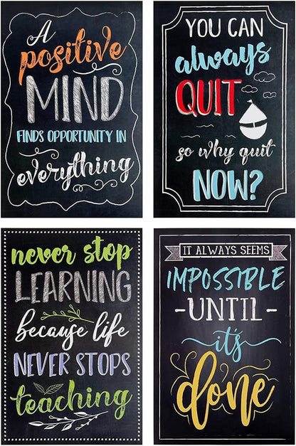Juvale 20-Pack 13X19 in Motivational Classroom Posters - Chalkboard-Style Wall Decor, Classroom Decor, Bulletin Board Decorations, School Supplies for Teachers, Growth Mindset Posters