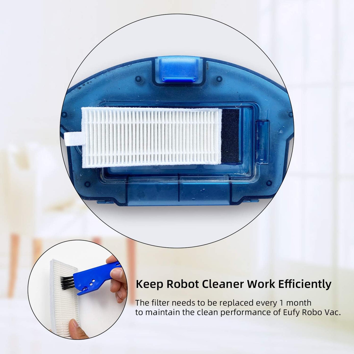 Spare Accessories Compatible with Eufy 11S, 25C, 30C Slim Robotic Vacuum Cleaner NOT for Max/G/L Series Replacement Parts Include: 1 Roller Brush 6 Edge Brushes 6 Filter Foam Kit