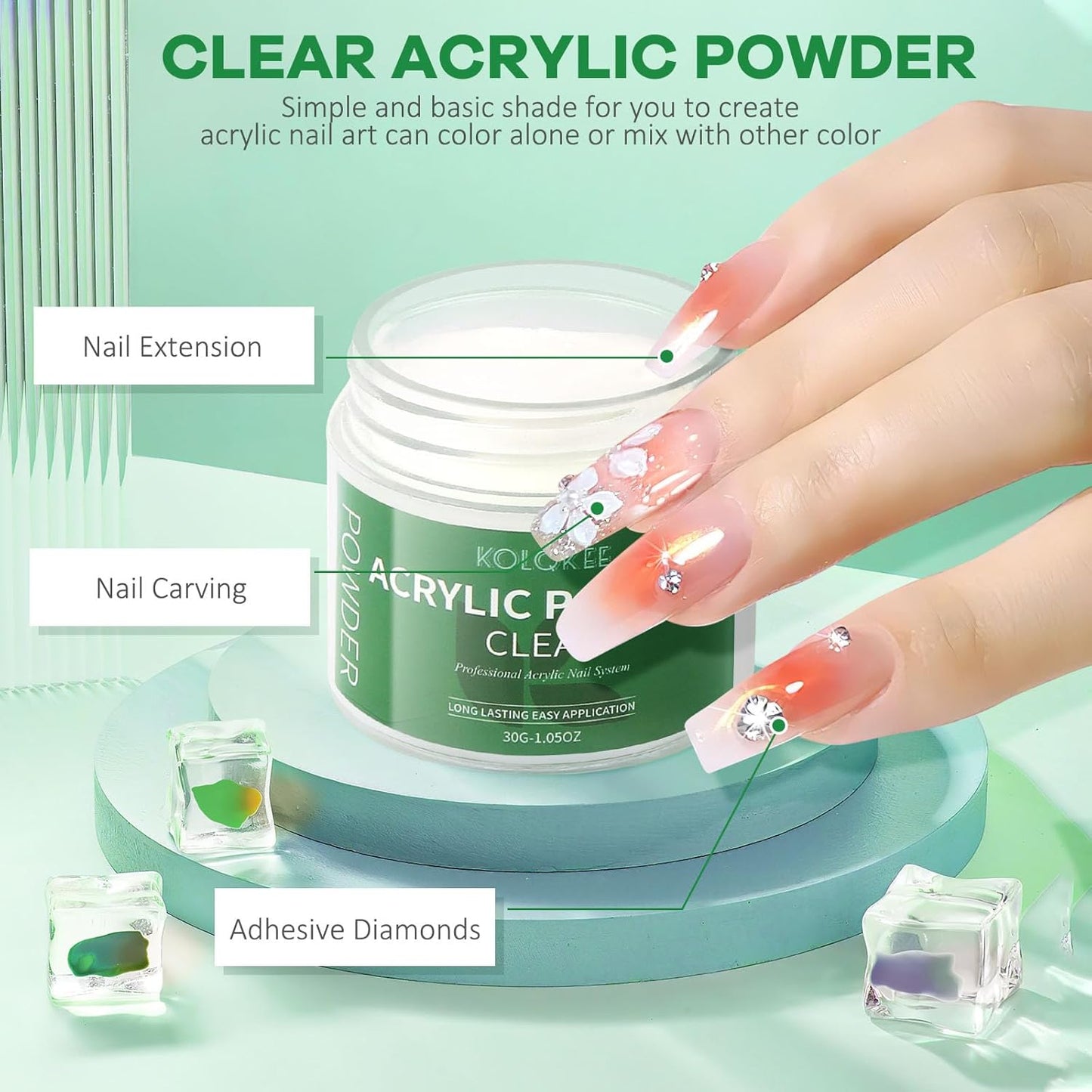 Acrylic Nail Kit Acrylic Powder and Liquid Set with Kolinsky Nail Brush, Lamp (Not Required) for Home DIY Salon Nails Application