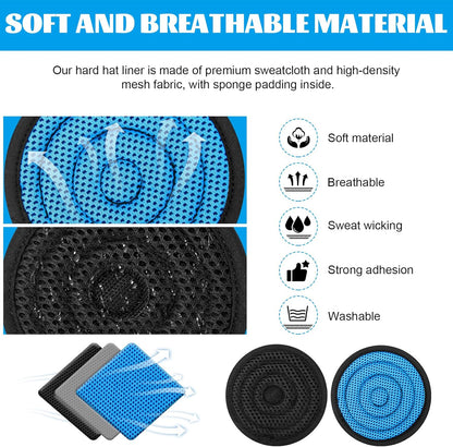 Hard Hat Top Pad, Washable Cooling Hard Hat Inserts/Liner/Cushions Replacement for Helmets, Hardhat Suspension Accessories (Blue, 6 Pack)