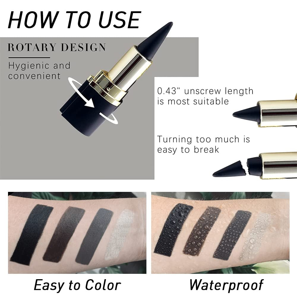 Kaely 2Pcs Gel Eyeliner Pencil, Natural Black Eyeliner Cream, Liquid Eye Liner Pencils for Older Women Waterproof, Smoky Eyeshadow Palette Goth Halloween Makeup Kit, Delineador De Ojos Contra El Agua