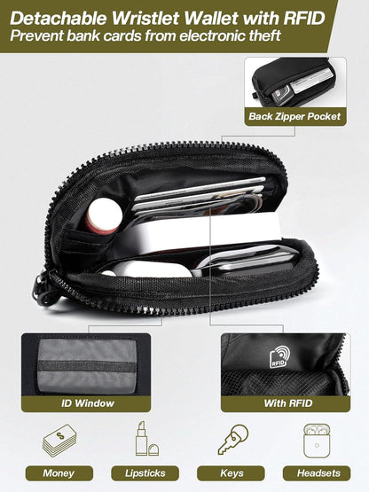 Tiostep Clip and Go Strap for Phone with Wallet Crossbody Phone Lanyard Adjustable and Detachable RFID Wristlet Wallet with ID Window and Zipper, Black