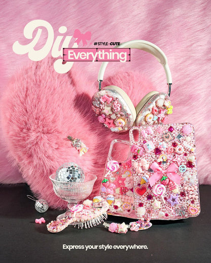 Dodobeads 1430 Pcs Junk Phone Case Decoration Kit, Charms for Customizing Cases, Kawaii Bow, Letter Beads, Nail Accessories, Flatback Pearls, Rhinestones, Cute Aesthetic Decor for Personalization