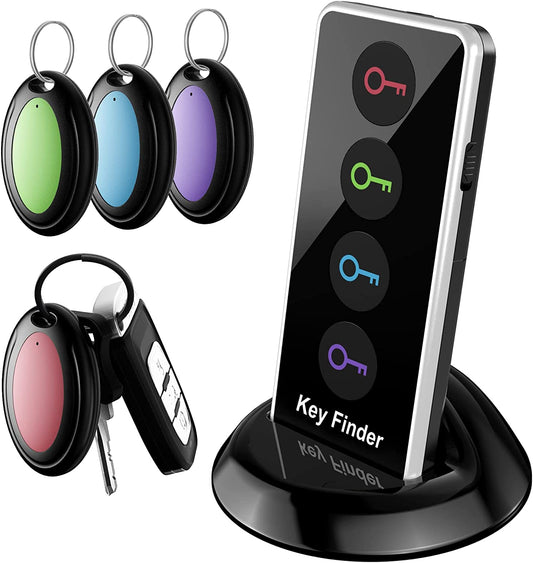 Lost Remote Finder, Remote Control Finder Locator with LED Light | 131Ft RC Range Key Finder Locator Making Noise, Find My Keys Device with 4 Remote Retriever Tags | Key Tracker, Keychain Key Finder