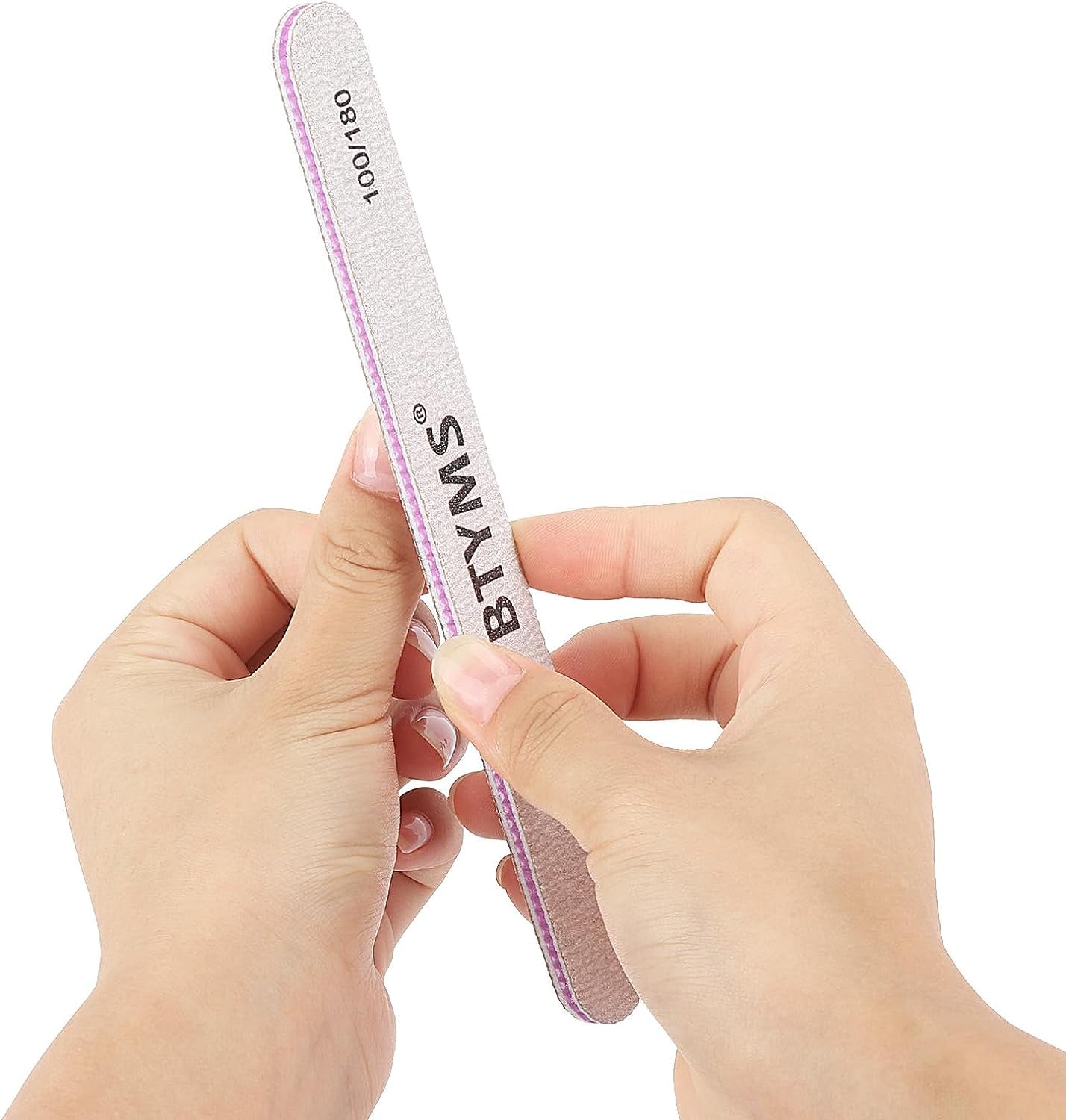 BTYMS 25Pcs Nail Files 100/180 Grit Double Sided Emery Board Nail Buffering Files for Acrylic and Natural Nails