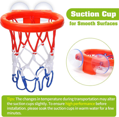 KSABVAIA Bath Toys - Bathtub Basketball Hoop for Kids Toddlers - Bath Toys Shower Toys for Kids Ages 4-8,Suction Cup Basketball Hoop & 3 No Hole Balls Set for Boys Girls