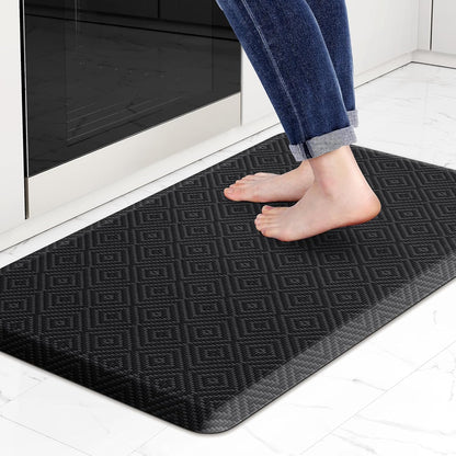 Mattitude Kitchen Mat Cushioned Anti-Fatigue Floor Mat Water Resistant Non-Slip Mats and Rugs Standing and Comfort Desk Mats for House Sink Office Laundry (Black, 17.3"X28")