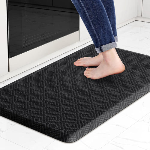 Mattitude Kitchen Mat Cushioned Anti-Fatigue Floor Mat Water Resistant Non-Slip Mats and Rugs Standing and Comfort Desk Mats for House Sink Office Laundry (Black, 17.3"X28")