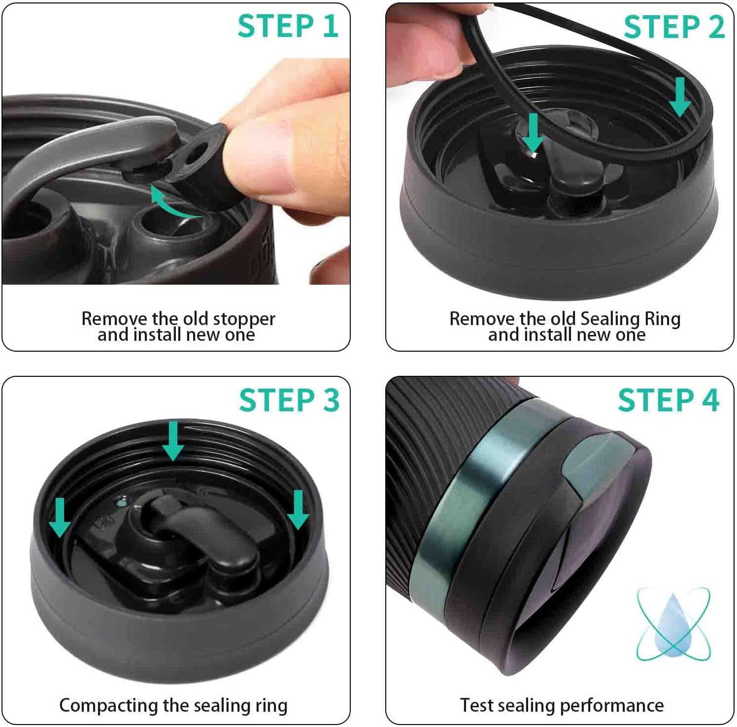 Seal Replacement and Rubber Stopper for Contigo Snapseal Coffee Travel Mug, 10 Pack Silicone Sealing Ring, Rubber Stopper Replacement