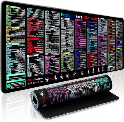 Excel Cheat Sheet Desk Pad (2026 Pro) — 231+ Shortcuts Mouse Pad for Keyboard and Mouse, XXL Waterproof Non-Slip Desk Mat for Office, Home, Gaming, Data Analysis, 31.5 X 11.8 In