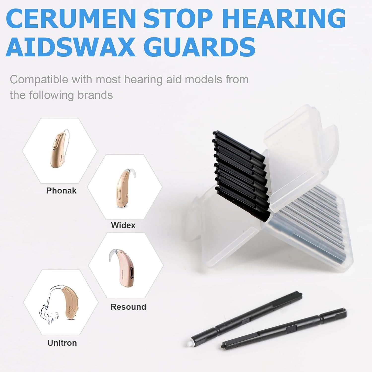 (40 Pcs) Phonak Cerumen Stop Wax Guard Filters for Hearing Aids Supplies, Hearing Aid Filters Resound, Widex and Beltone, Hear Clear Hearing Aid Accessories,Replacement Parts Cleaning Kit (5 Packs)