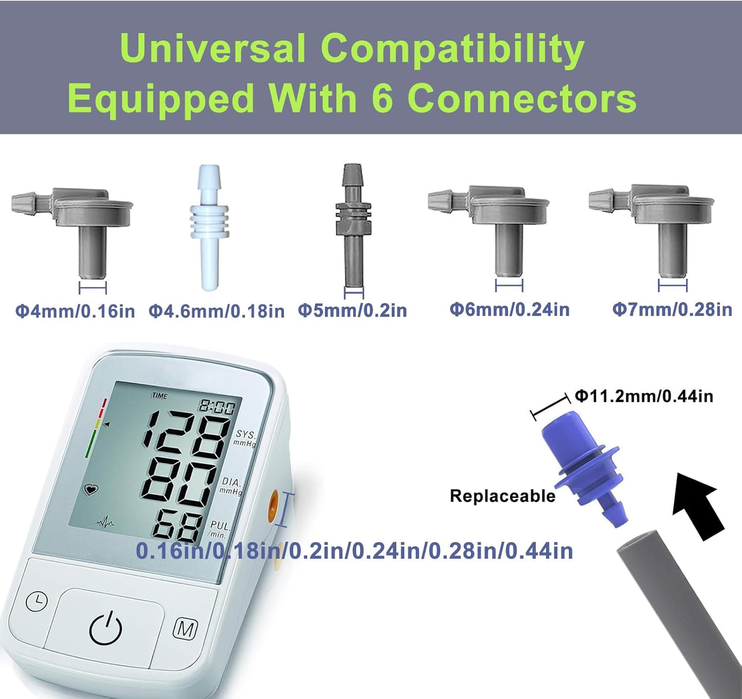 Replacement Extra Large Cuff for Omron BP Monitors 22-52CM Big Arm - Adjustable XL Blood Pressure Cuff, Includes 6 Universal Interface, Blood Pressure Monitors Large Cuff Compatible（Dark Gray）
