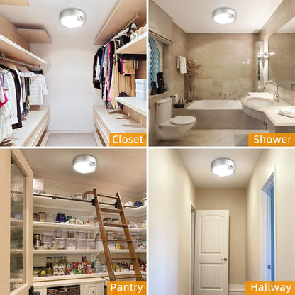 Yurnero Motion Sensor Ceiling Light Battery Operated Battery Powered Ceiling Light with 400LM 6000K 7.8 Inch Motion Activated Light for Closet Stair Hallway Shower Shed Garage Pantry Basement Porch