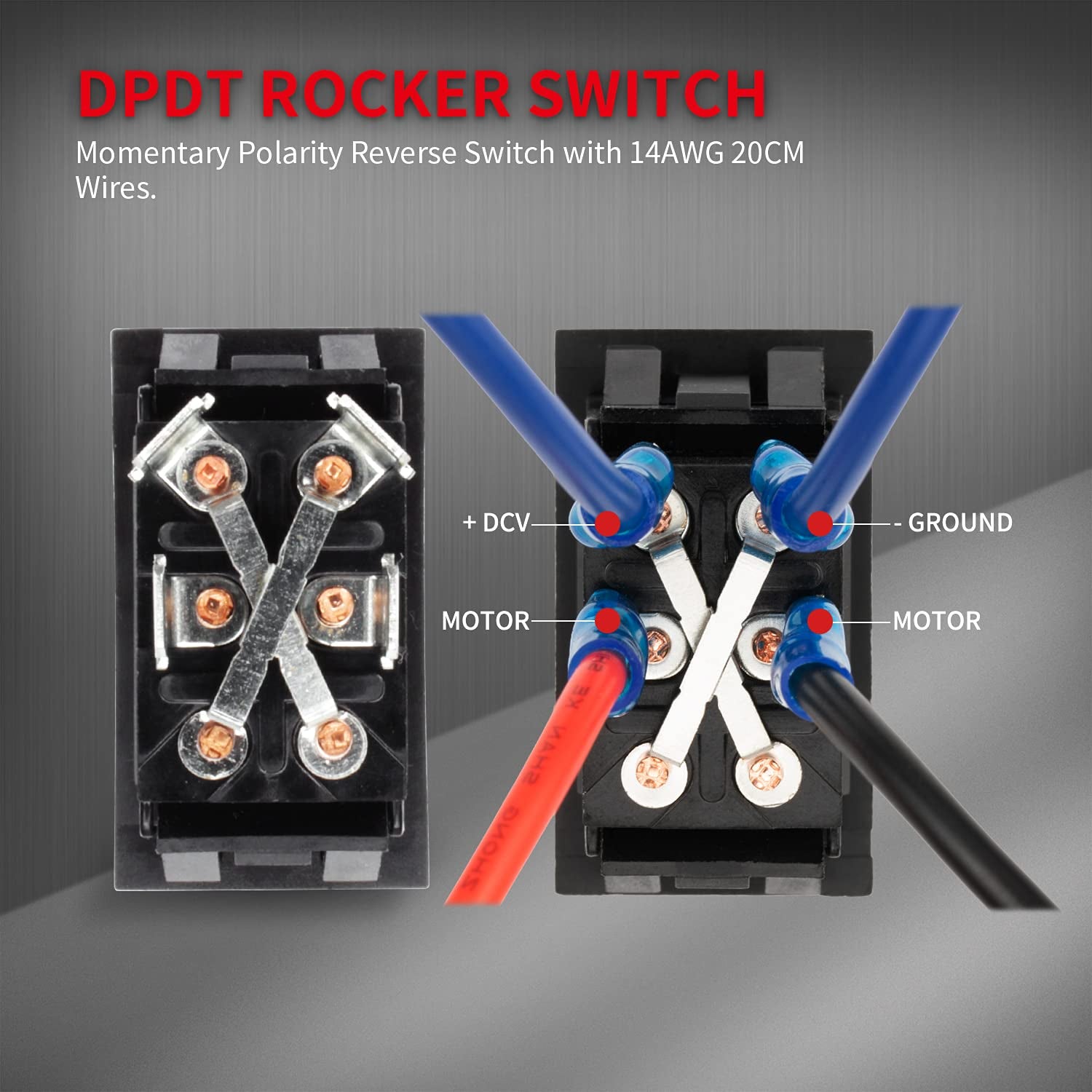 Daiertek up down Momentary Reverse Polarity Switch 12V 30A DPDT Polarity Reversing Switch RV Power Jack for 5Th Wheel Tongue Trailer Stabilizer