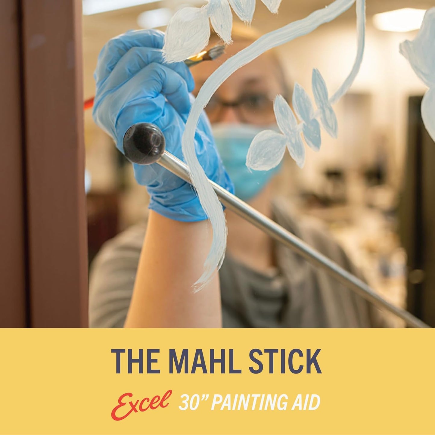 Mahl Stick Artist Hand Rest for Painting – 30" Aluminum Painter Hand Rest Tool with Rubber Tip & Grip – Lightweight 3-Section Canvas & Easel Support Rod for Fine Detail Work – Excel Blades