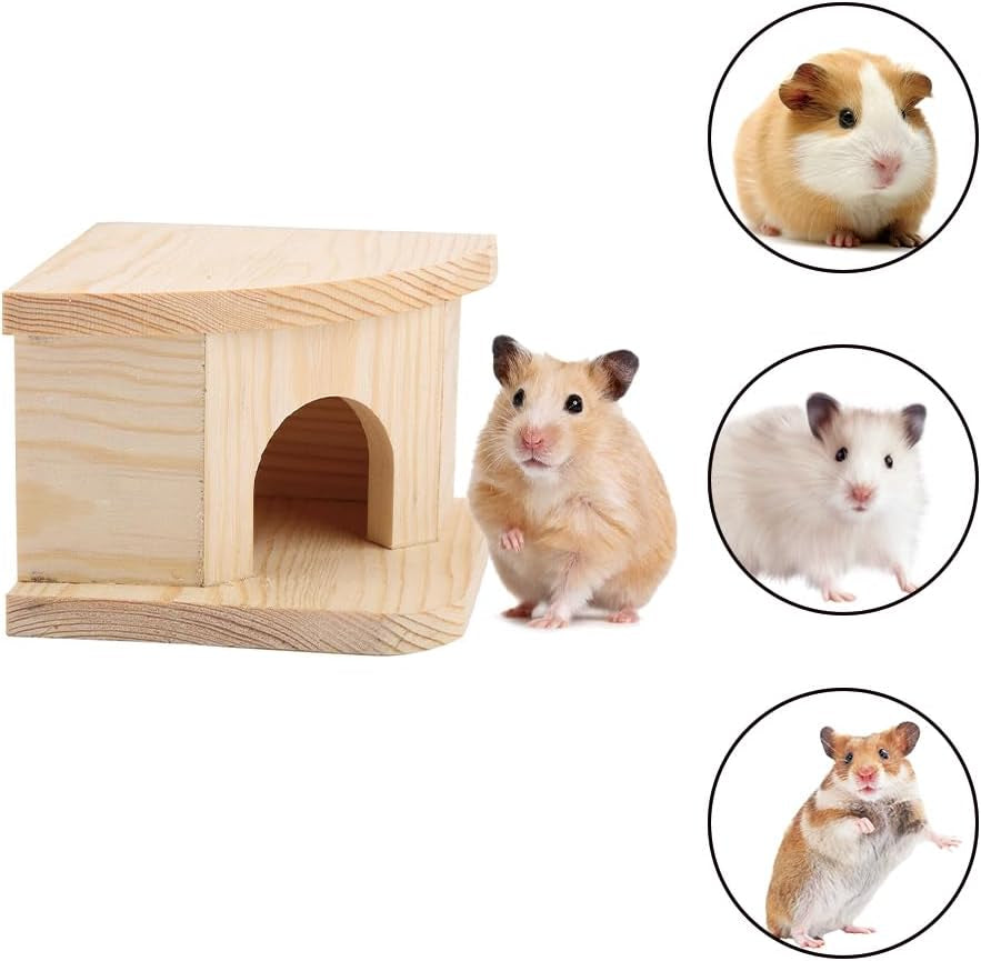 Joyzan Hamster Hideout Wooden House, Chamber Mouse Playing Hiding Chewable Ventilated Hut Pet Woodland Habitats Decor Small Animals Secret Peep Shed Dwarf Syrian Chinchillas Gerbils Hedgehog Rats Mice