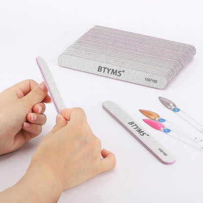 BTYMS 25Pcs Nail Files 100/180 Grit Double Sided Emery Board Nail Buffering Files for Acrylic and Natural Nails