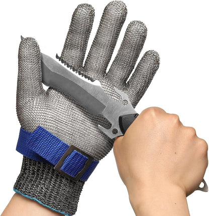 Schwer Slicepro ANSI A9 Cut Resistant Glove PR1706, Stainless Steel Mesh Metal Glove, Food Grade for Kitchen Cooking, Butcher Meat Cutting, Oyster Shucking, Mandoline, Fishing, (M, 1 PCS)