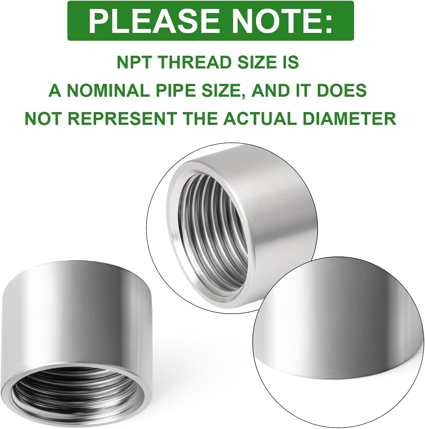 TAISHER 2PCS 304 Stainless Steel Cast Pipe Fitting, Coupling, 1-1/4" X 1-1/4" NPT Female Threaded