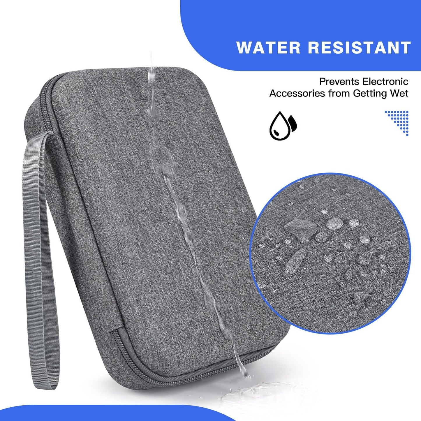 Hard Electronic Organizer Travel Case for Macbook Power Adapter Chargers Cables Power Bank Apple Magic Mouse Apple Pencil USB Flash Disk SD Card Hard Drive Waterproof Shockproof Carrying Case, Grey