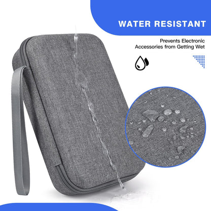 Hard Electronic Organizer Travel Case for Macbook Power Adapter Chargers Cables Power Bank Apple Magic Mouse Apple Pencil USB Flash Disk SD Card Hard Drive Waterproof Shockproof Carrying Case, Grey