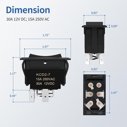 Daiertek up down Momentary Reverse Polarity Switch 12V 30A DPDT Polarity Reversing Switch RV Power Jack for 5Th Wheel Tongue Trailer Stabilizer