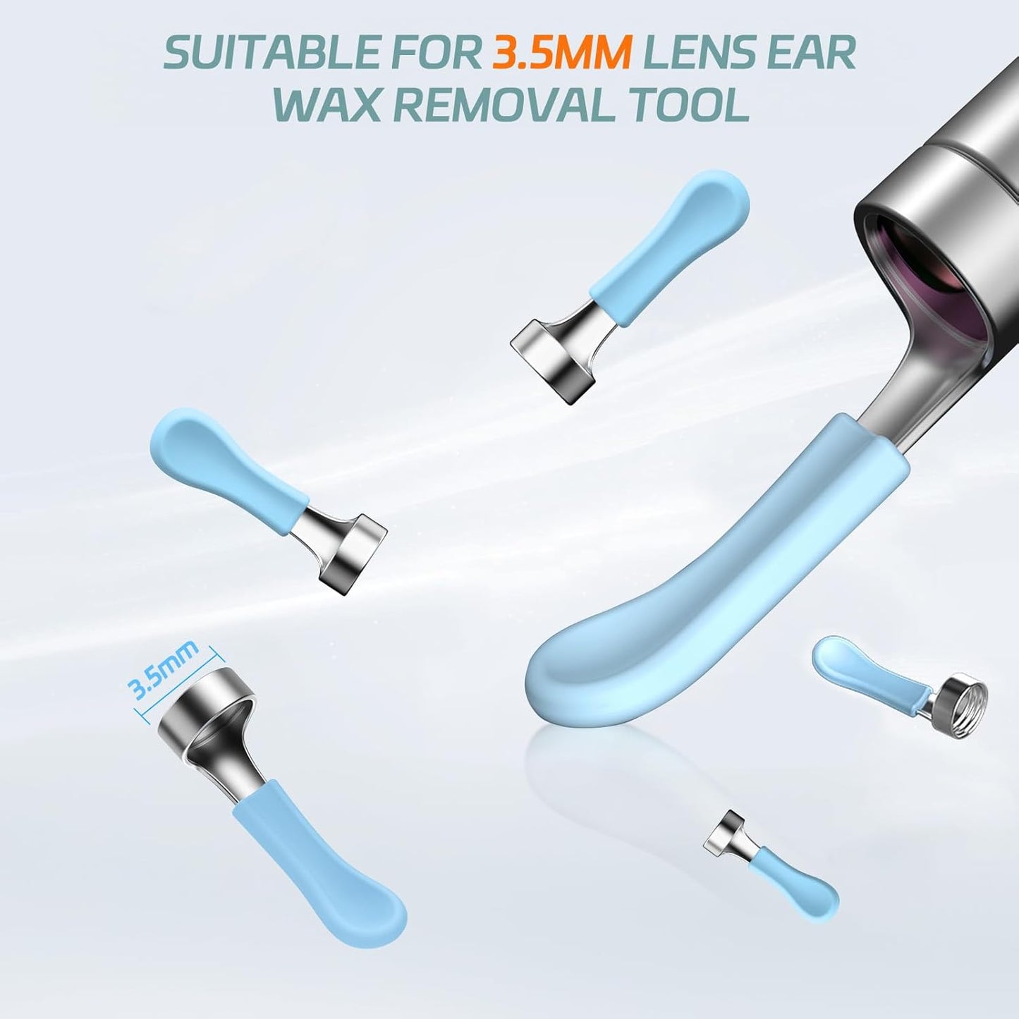 Bebird Replacement Tips Ear 8 Pieces Waterproof Silicone Ear Spoon for Ear Wax Removal Endoscope BEBIRD Original Ear Cleaner Tips Set for W3/R3/T15/X3/X17 Pro/D3Pro/T5/R1(Dia. 3.5Mm)