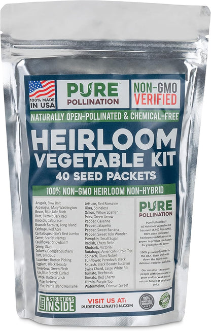 16,500 Non GMO Heirloom Vegetable Seeds Survival Garden 40 Variety Pack