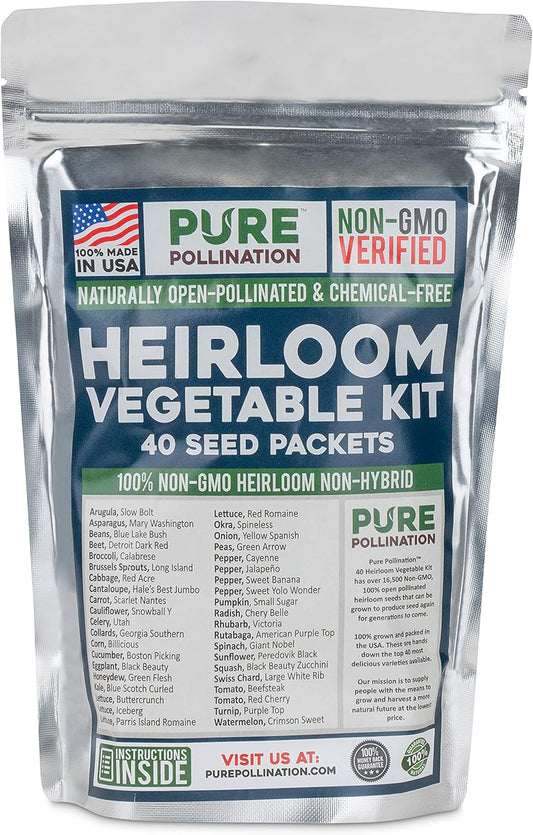 16,500 Non GMO Heirloom Vegetable Seeds Survival Garden 40 Variety Pack