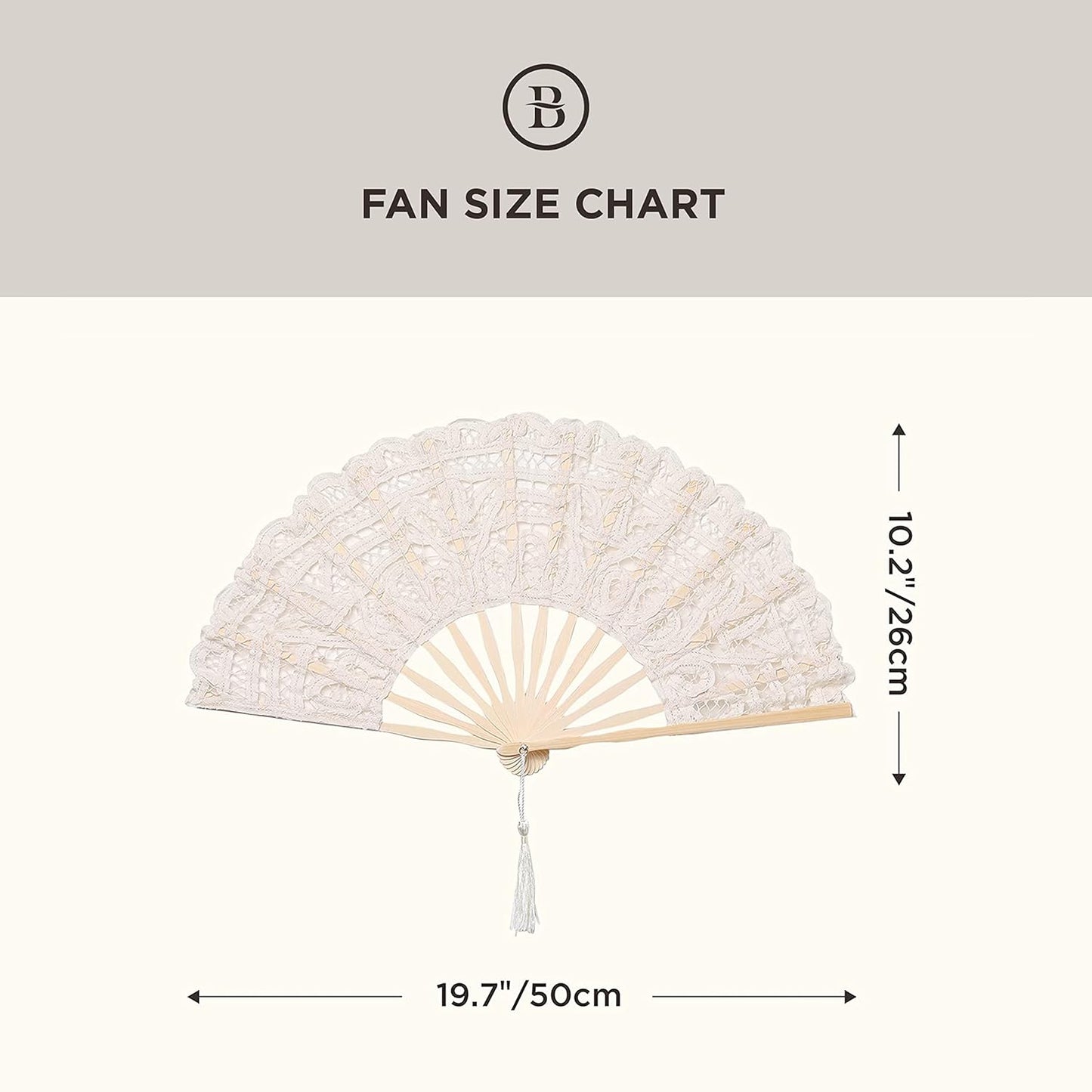 BABEYOND Cotton Lace Folding Handheld Fan Embroidered Bridal Hand Fan with Bamboo Staves for Wedding Decoration Dancing Party