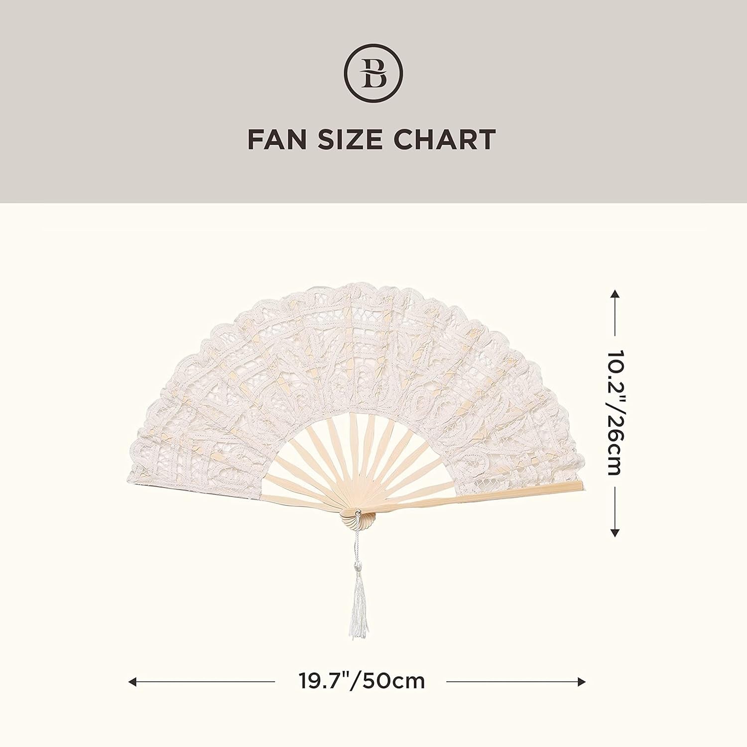 BABEYOND Cotton Lace Folding Handheld Fan Embroidered Bridal Hand Fan with Bamboo Staves for Wedding Decoration Dancing Party