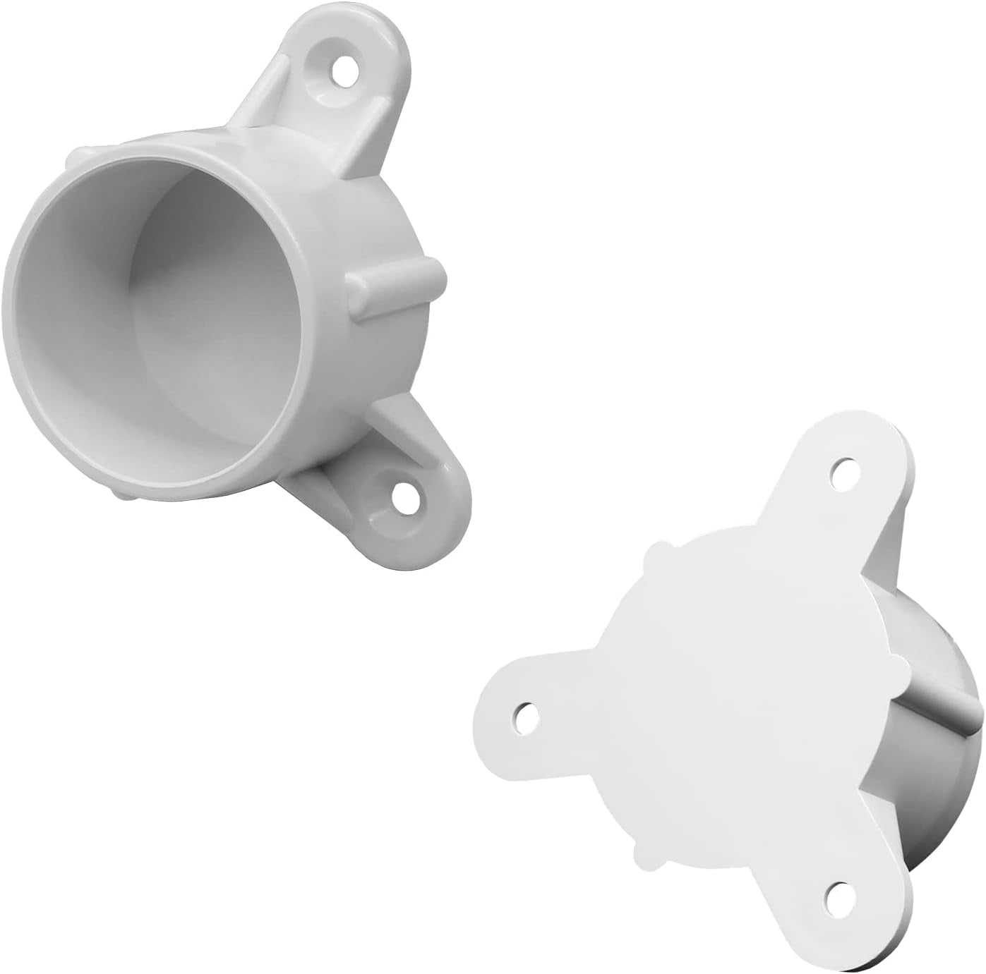 Biaungdo 8 Pcs 1-1/2 Inch PVC Table Leg Cap Fittings Furniture Grade Rod Holder White Screw Tab Caps with Mounting Screws for Making Storage Shelves Support Feet