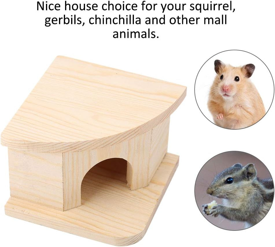 Joyzan Hamster Hideout Wooden House, Chamber Mouse Playing Hiding Chewable Ventilated Hut Pet Woodland Habitats Decor Small Animals Secret Peep Shed Dwarf Syrian Chinchillas Gerbils Hedgehog Rats Mice