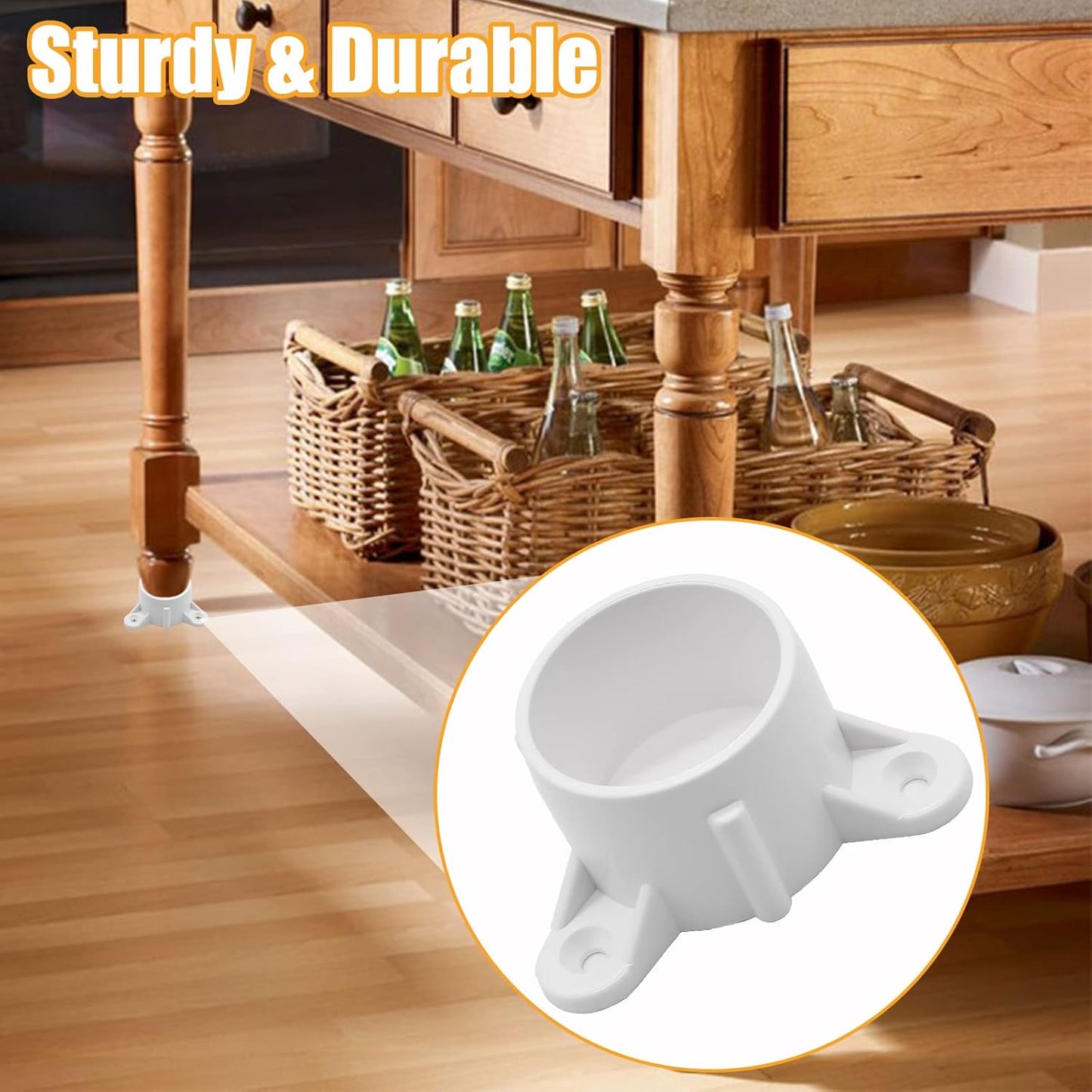 Biaungdo 8 Pcs 1-1/2 Inch PVC Table Leg Cap Fittings Furniture Grade Rod Holder White Screw Tab Caps with Mounting Screws for Making Storage Shelves Support Feet