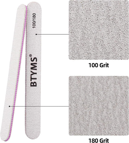 BTYMS 25Pcs Nail Files 100/180 Grit Double Sided Emery Board Nail Buffering Files for Acrylic and Natural Nails