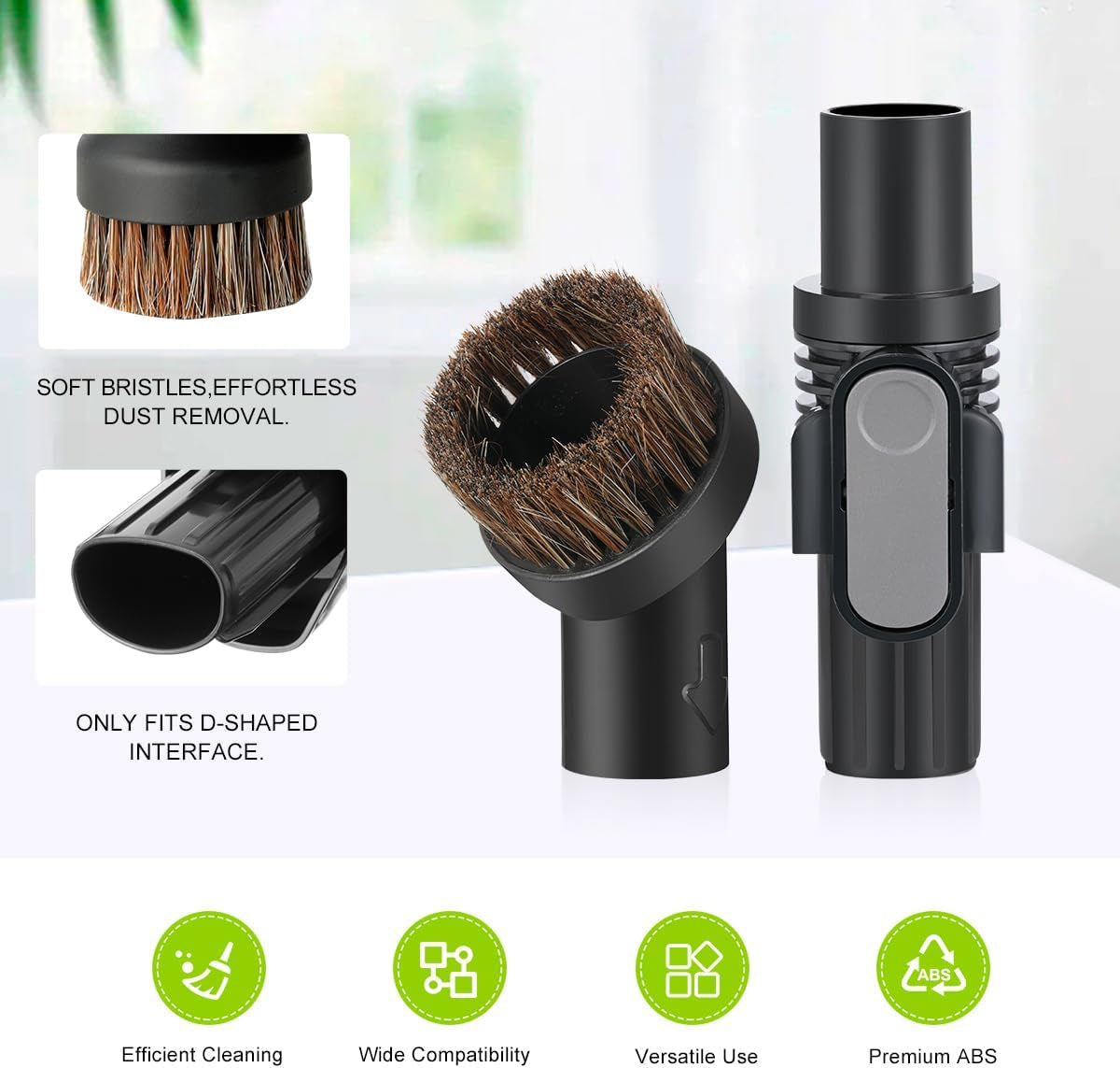 LANMU Crevice Tool Vacuum Attachments Compatible with Shark IX141 IZ363HT IZ362H IZ363HT IZ362H Pet Cordless Stick Vacuum, Horse Hair Brush Replacement Parts for D-Shaped Interface Vacuum