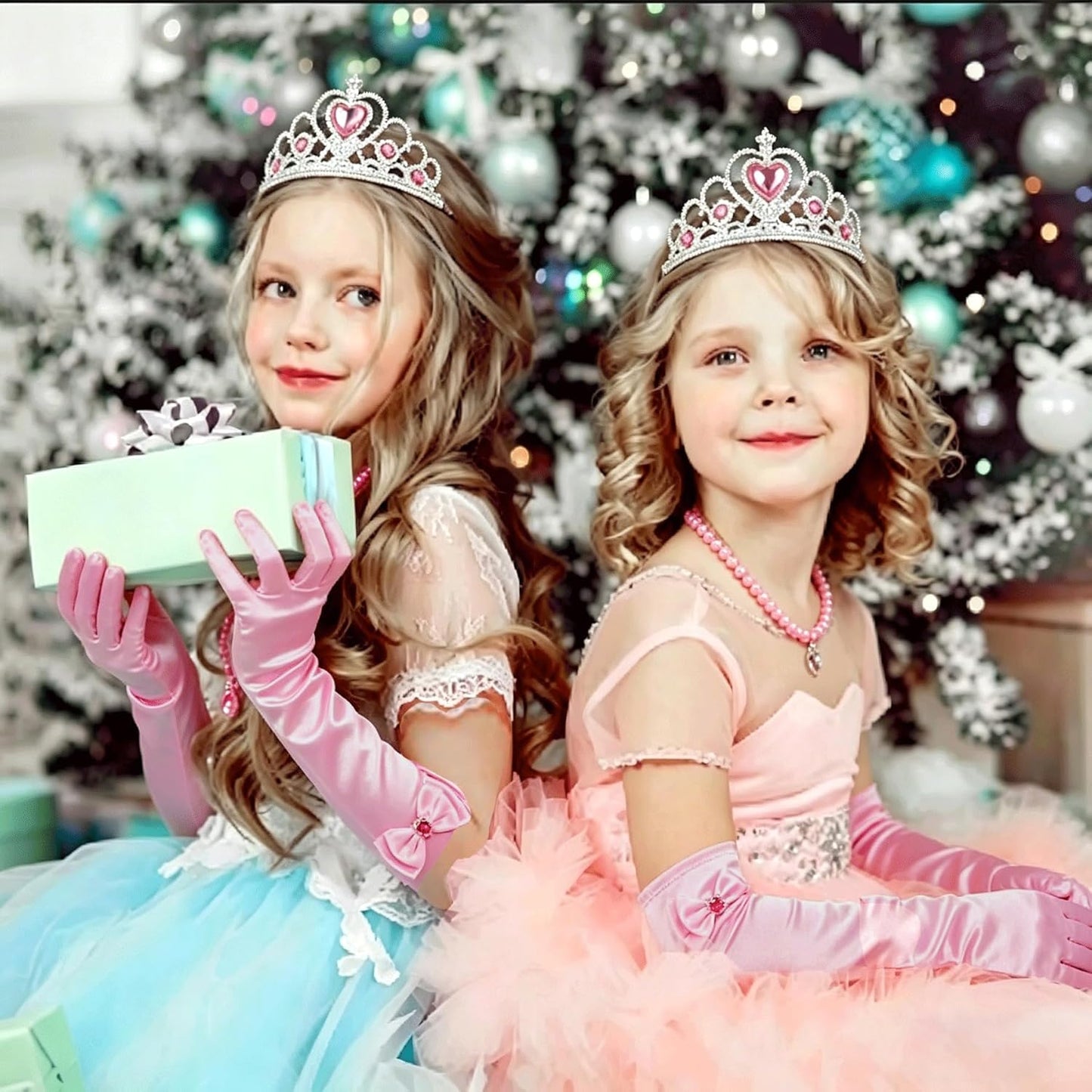 Orgrimmar Princess Dress up Accessories, Princess Crown Wand Gloves Necklaces Earrings for Girls, Presents for Kids Children