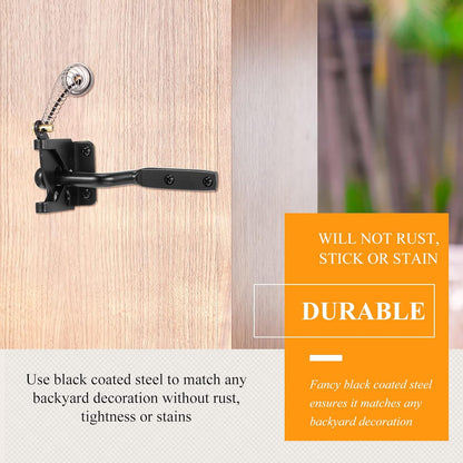 Hotop Self Locking Gate Gravity Latch for Wooden Fence, Heavy Duty Gravity Fence Latch with Stainless Steel Spring Loaded, Automatic Cable Pull Door for Outdoor Pool Metal Post Mount Garden Shed