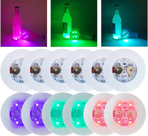 HANCIRCLE LED Coaster Colorful,12 Pack Light up Coasters,Led Sticker Lights,Wine Bottle Lights,For Drinks,Bar Accessories,Party,Wedding